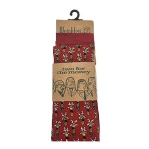 Set of 2 Christmas Neck Tie Neckties Reindeer Red Wembley Two For the Money NEW